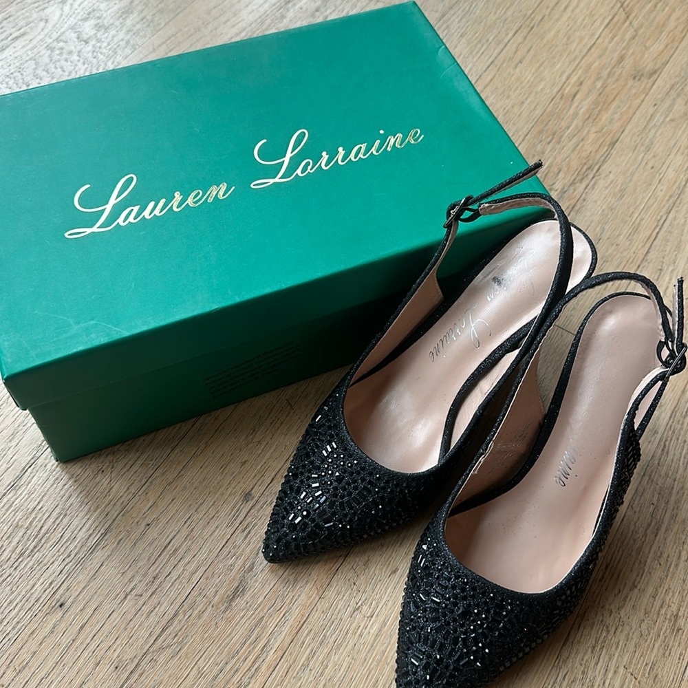Lauren Lorraine Rachel Heel Black Slingback in size 5.5